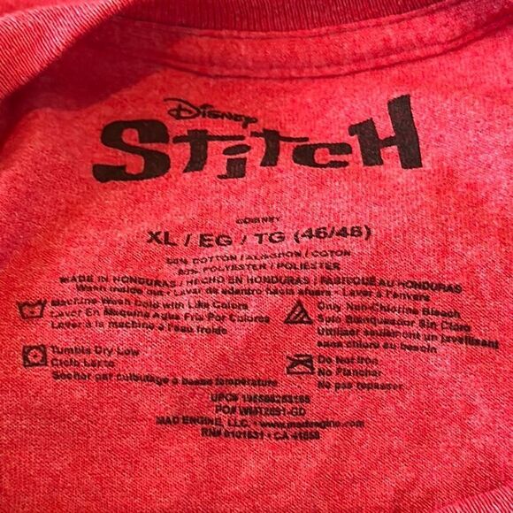 Disney Lilo & Stitch Hangry Red Tshirt size xl Short Sleeve - Picture 4 of 5